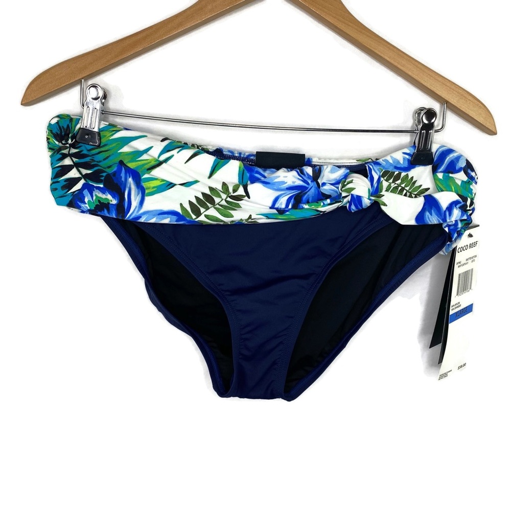 Coco Reef Sarong Style Knotted Hipster Navy with Tropical leaf Print XLarge -16
